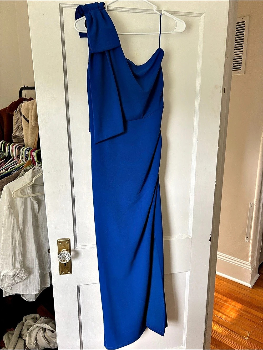 Blue Draped Maxi Dress Like New